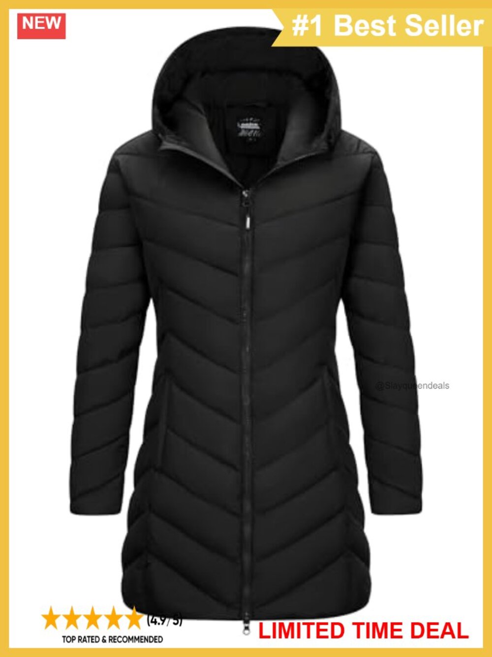 Long Hooded Lightweight Puffer Coat Winter Jacket Quilted Water Resistant